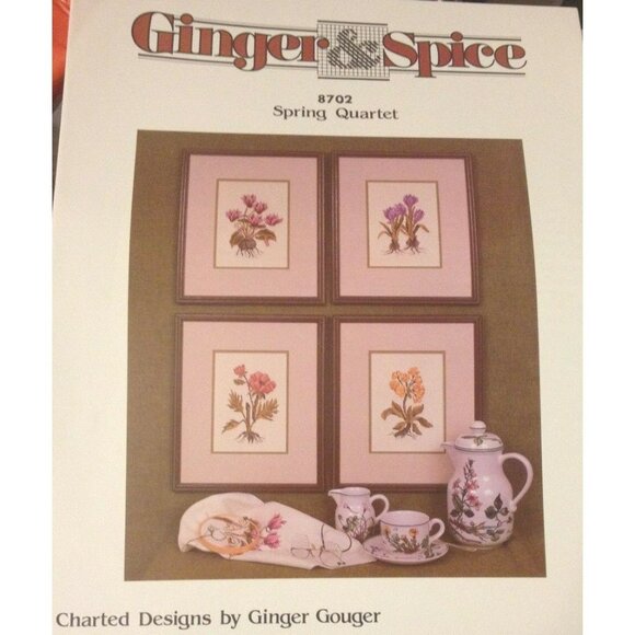 Cross Stitch Ginger & Spice 8702 Spring Quartet Counted Pattern Ginger Gouger - Picture 1 of 2